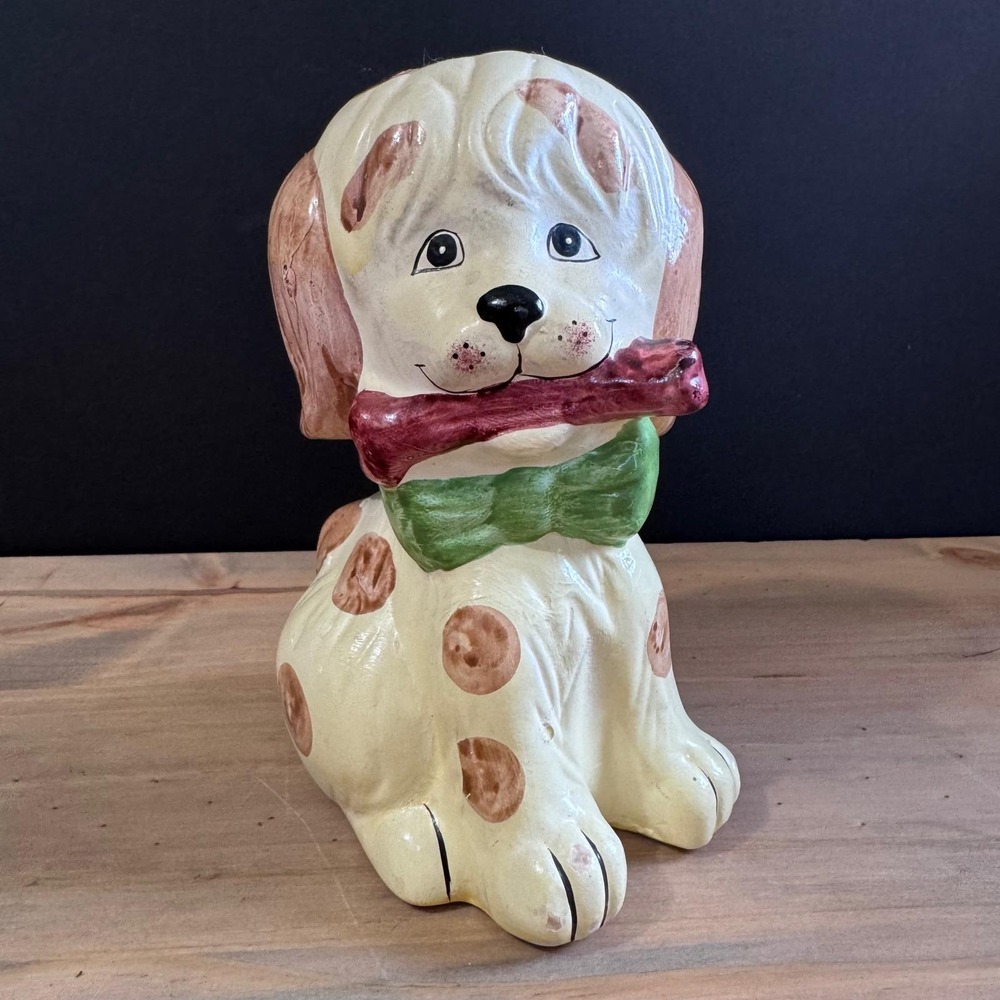 Vtg Enesco Anthropomorphic Ceramic Dog Piggy Bank 5.75" Taiwan R.O.C. Puppy